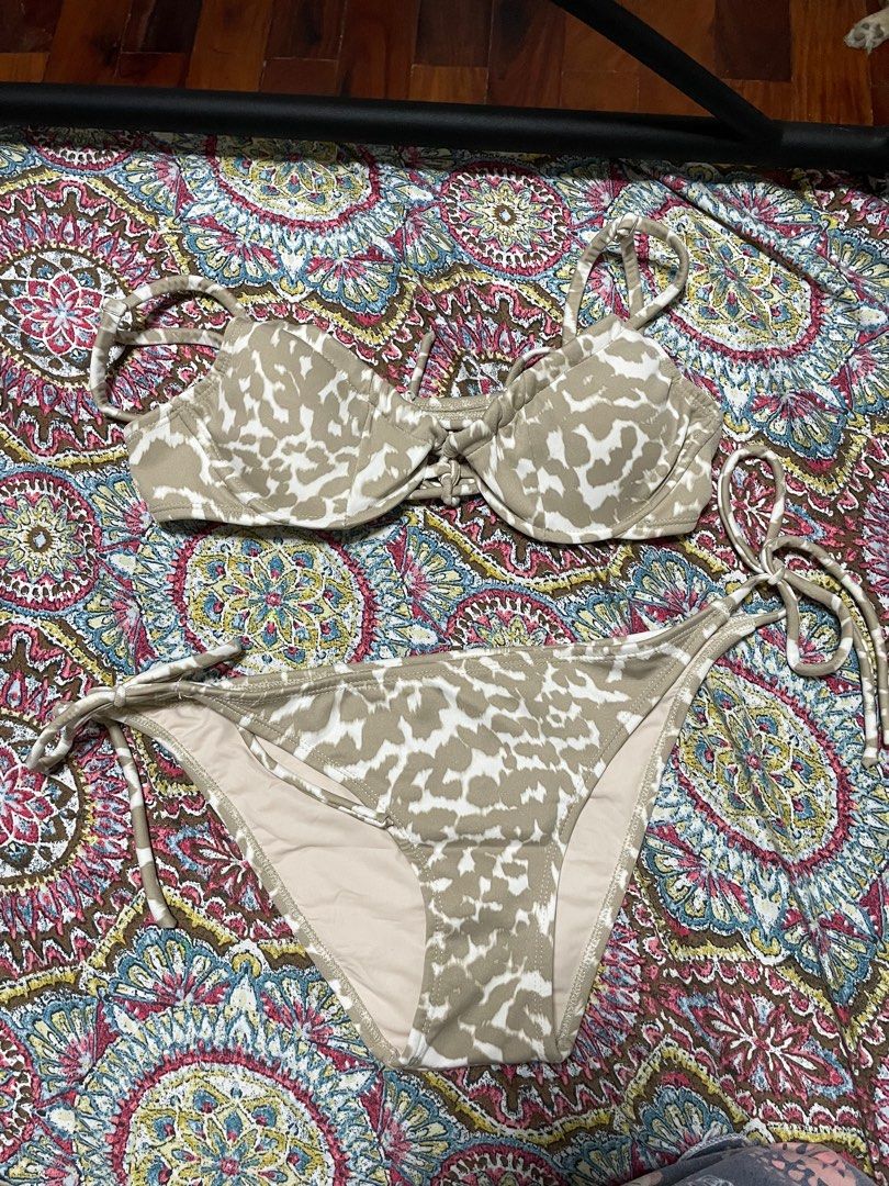 White Lace Open Back Halter Tankini Top & Scrunch Butt Swimsuit Bottoms -  Sunnyside Swimwear