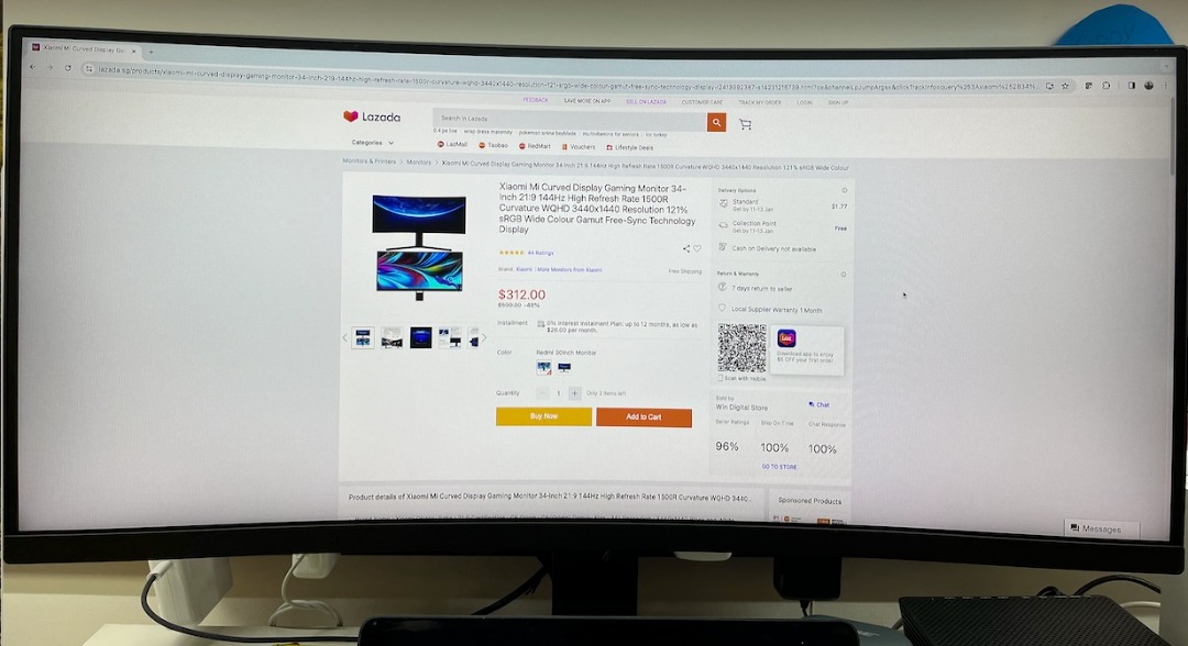 Xiaomi 34-in curved gaming monitor, Computers & Tech, Parts ...