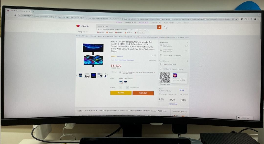 Xiaomi 34-in curved gaming monitor, Computers & Tech, Parts ...