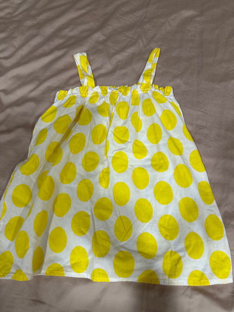 Kids yellow polka dot dress store