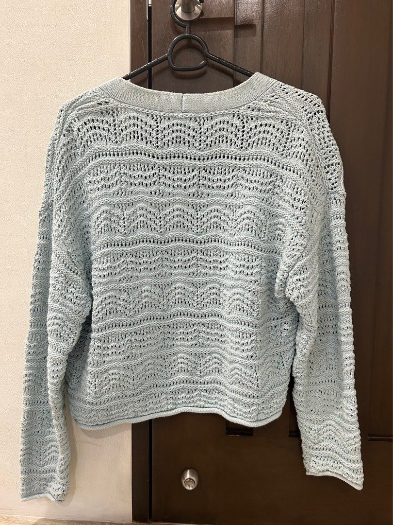 Zara Blue Cardigan, Women's Fashion, Coats, Jackets and Outerwear on ...