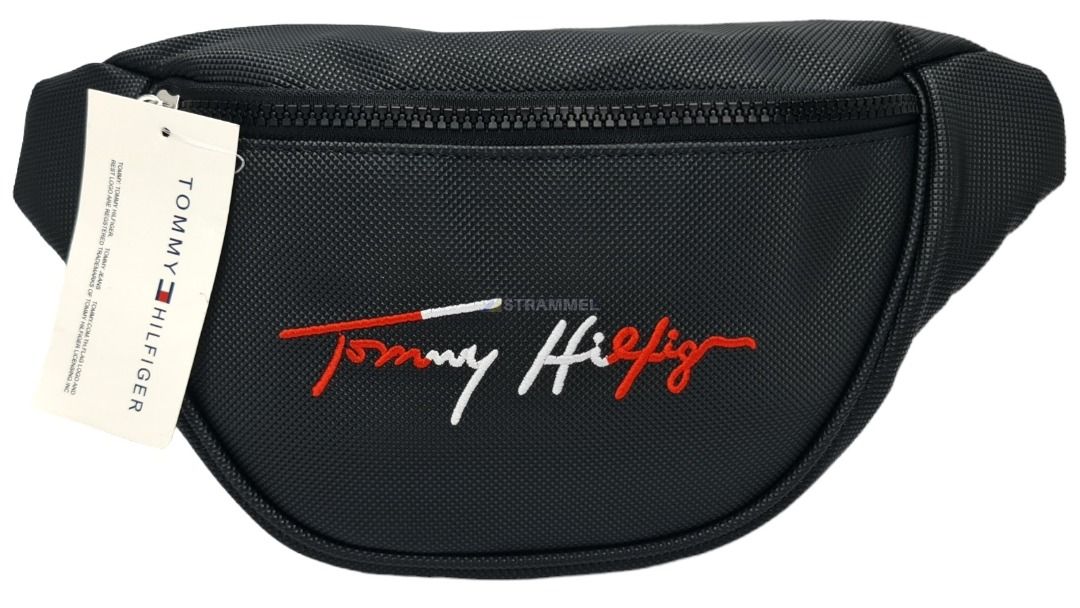 100 Authentic Tommy Hilfiger Black Waist Crossbody Pouch Bag Thick Waterproof Material Ready Stock