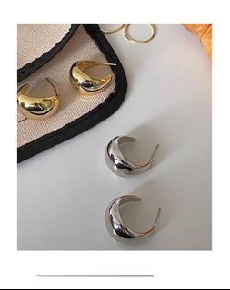 [9825] 耳環 - 水滴耳圈 (金色/銀色) Earrings64196896090113110