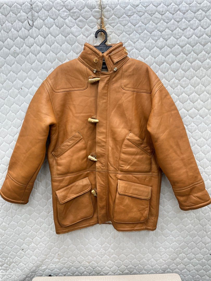 A 58 SAWYER OF NAPA LEATHER SHEARLING JACKET