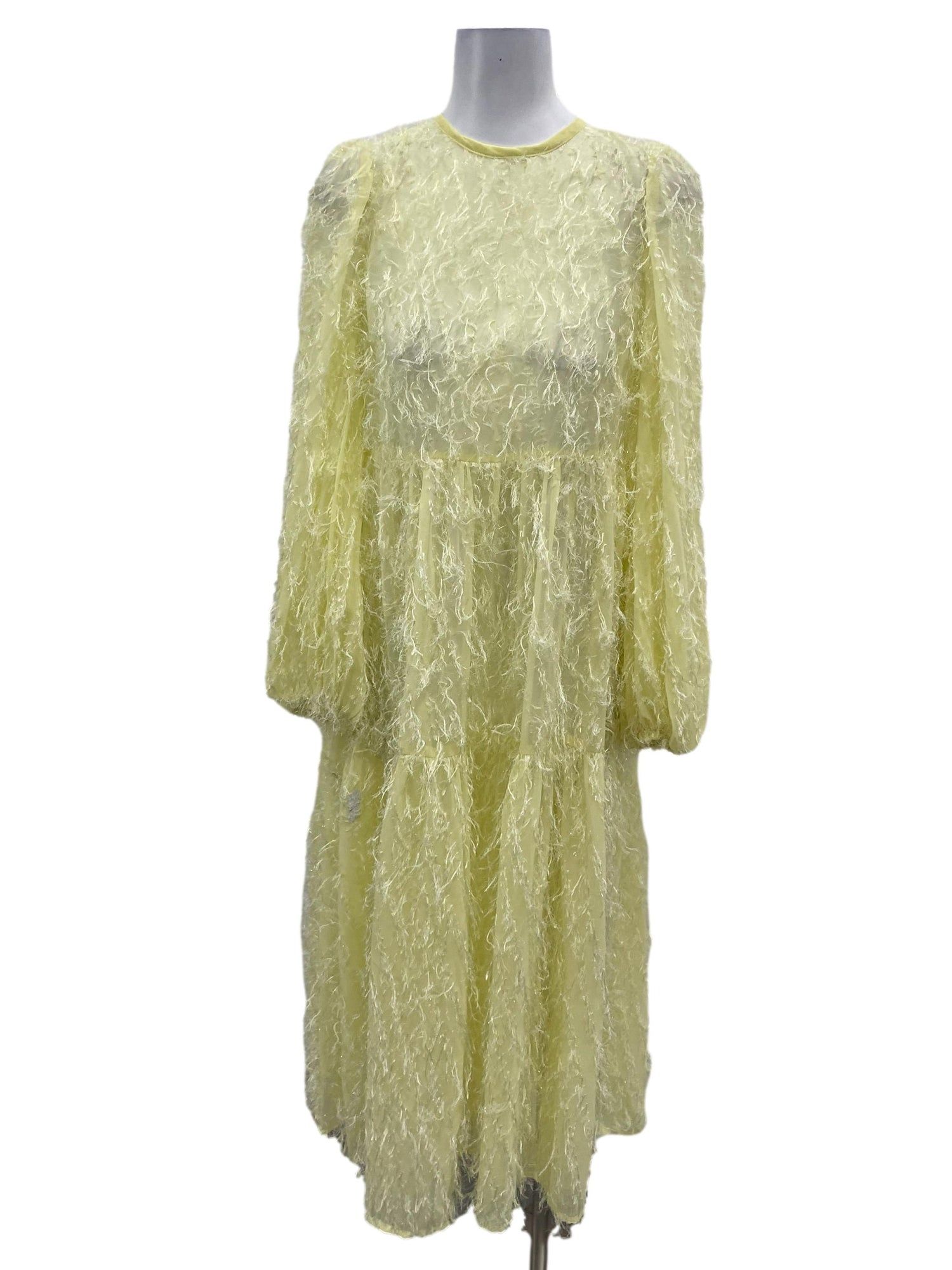 Asos Neon Yellow Roundneck Furry Maxi Dress Women s Fashion Dresses Sets Dresses on Carousell