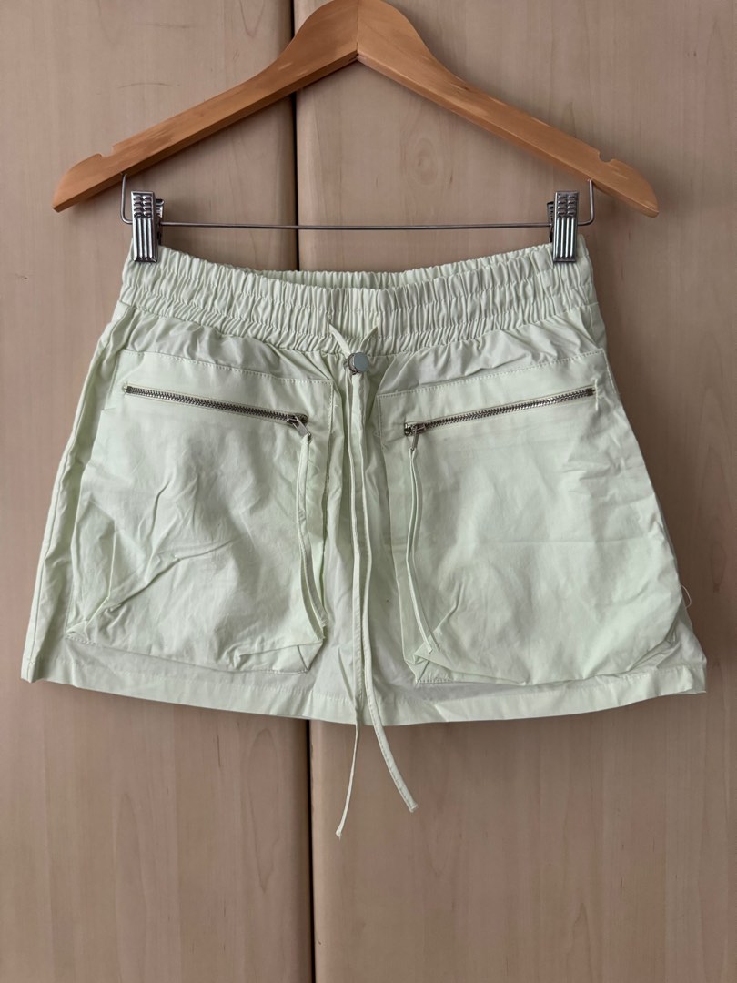 ATM Womens Green Pocketed Zippered Camouflage Mini Skirt