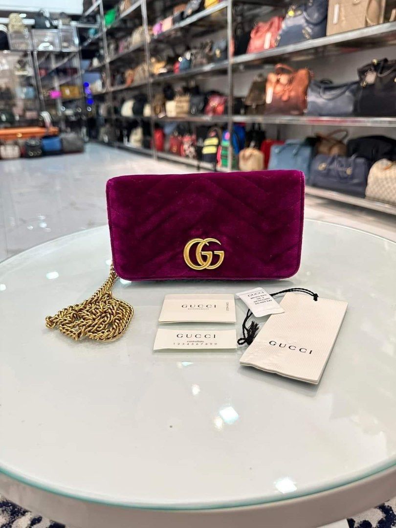 Gucci marmont wallet on chain velvet top
