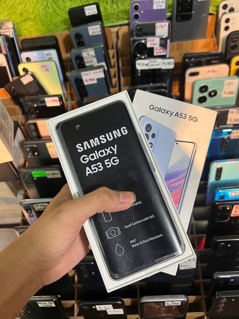 bagsak presyo (Category: Samsung) located in Quezon City. Submitted by mubrogadgets (Listing ID 1328544044, Image 2). Description: 📍MGA KAMUBRO❗️SUPERSALE❗️SAMSUNG GALAXY A53 5G🤩 ➡️ MALL FULL OUT UNIT, CONSIDERED AS BRAND NEW✅ 8,500 ✅📢 pesos nalang mga ka MUBRO GADGET bagsak presyo na sya at ang kanyang chipset ay Samsung Exynos 1280, 120Hz Super AMOLED display, 256gb 8gbram good for gaming narin sya with high quality camera may 0.5 narin. ‼️(