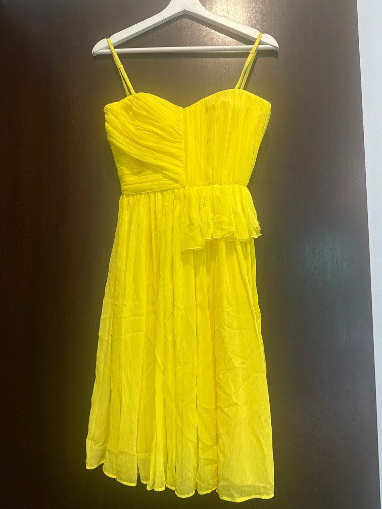 canary yellow formal dress Geoffrey Beene 1960s Canary Yellow Jersey Halter Maxi Dress – Featherstone  Vintage main image 0