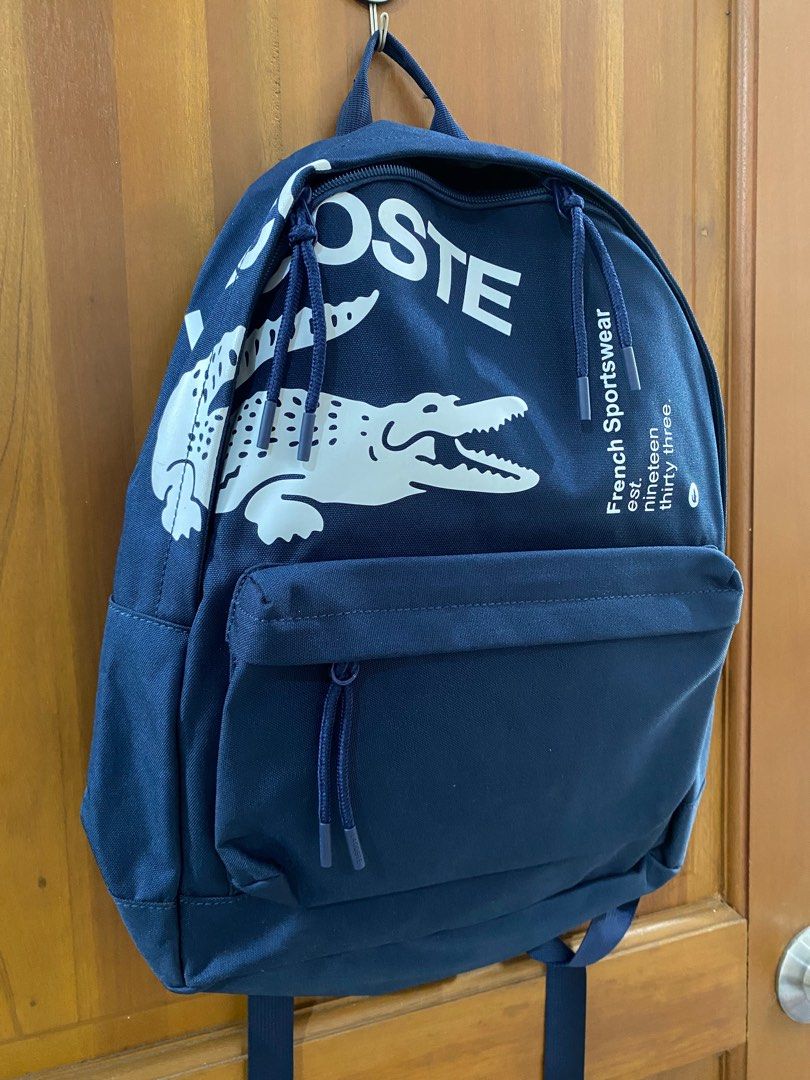 Lacoste bagpack (Category: Backpacks) located in Antipolo. Submitted by jlonline_1207 (Listing ID 1328545849, Image 1). Description: Bagpack Blue Large size.