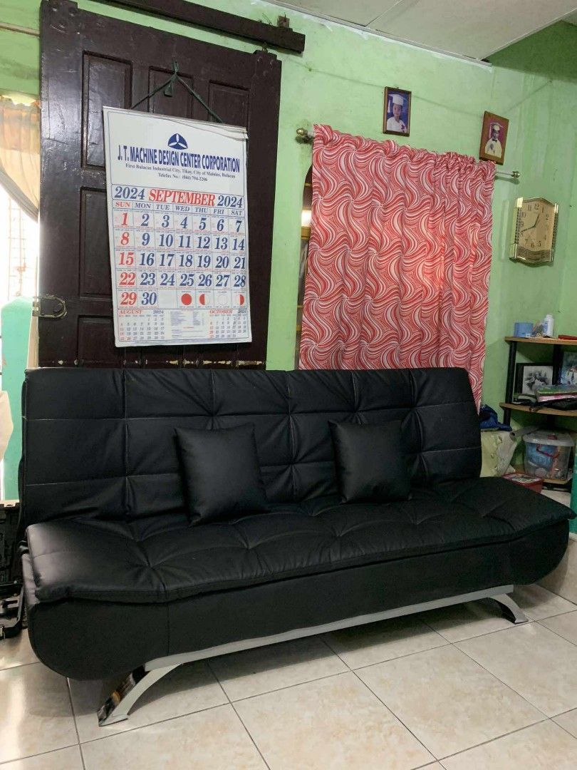 Leather black sofabed (Category: Sofas) located in Pasay City. Submitted by cherry_nicole (Listing ID 1328491042, Image 1). Description: Leather sofabed 12,500 On hand Brand new plus delivery charge.