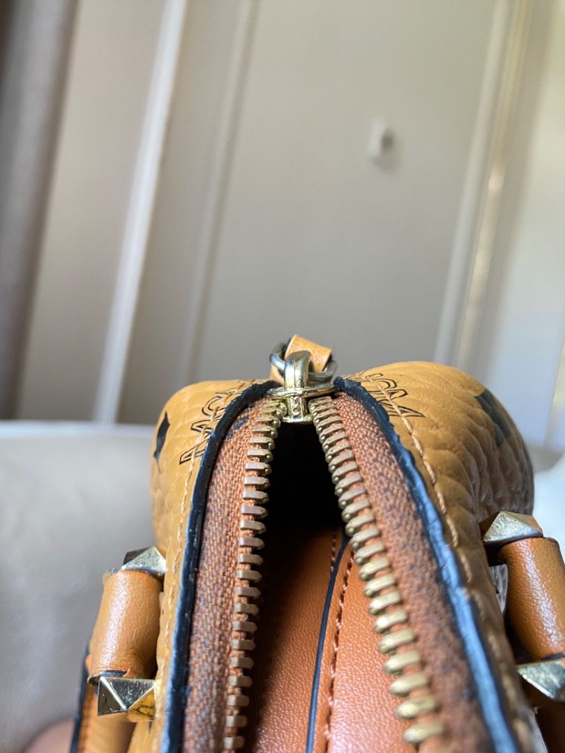 Mcm Cognac Visetos Boston Bag MCM Boston Bag In Visetos