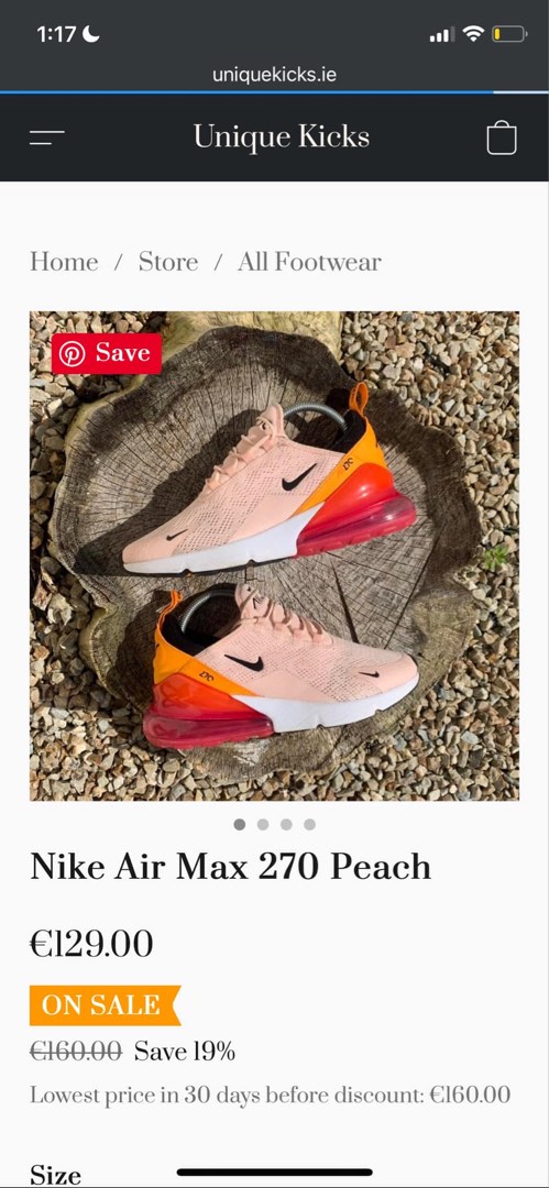 Nike Air Max 270 Peach Women s Fashion Activewear on Carousell