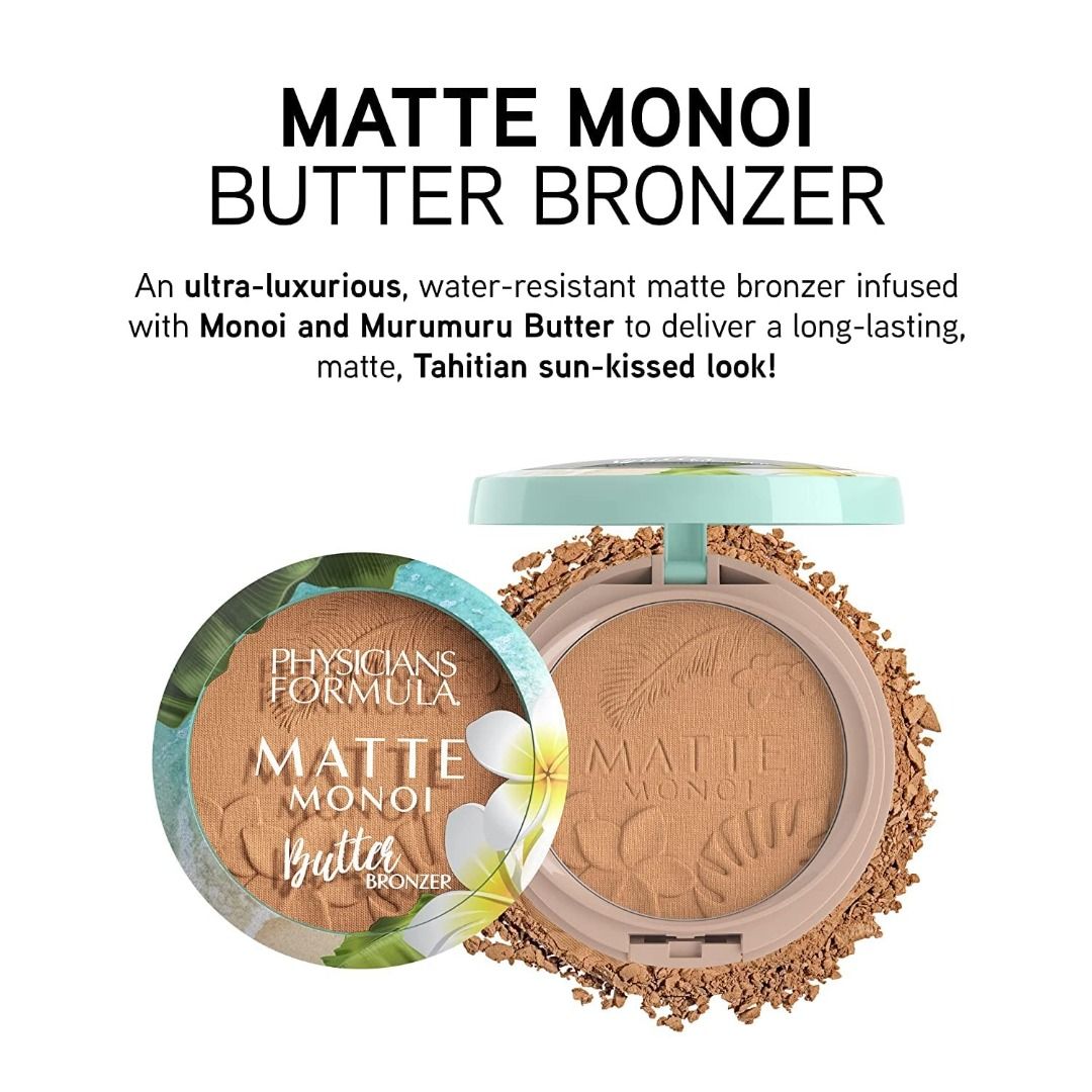 PHYSICIANS FORMULA MATTE MONOI BUTTER BRONZER (Category: Makeup) located in Manila. Submitted by juanashopbies_ph (Listing ID 1328494216, Image 3). Description: PHYSICIANS FORMULA MATTE MONOI BUTTER BRONZER SIZES: FULL SIZE - 11g - 850 MINI SIZE - 3.5g - 450 WHAT IT IS: An ultra-luxurious, water-resistant matte bronzer infused with Monoi and Murumuru Butter to deliver a long-lasting, matte, Tahitian sun-kissed look! Incredibly creamy and soft tex
