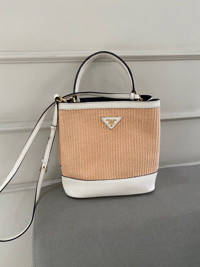 Prada panier medium straw bag shop