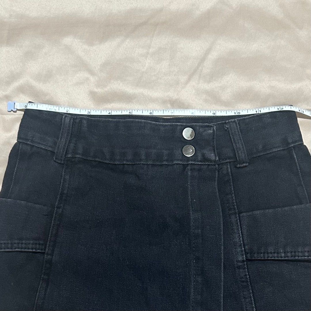 Asymmetrical Denim Skort with Pockets