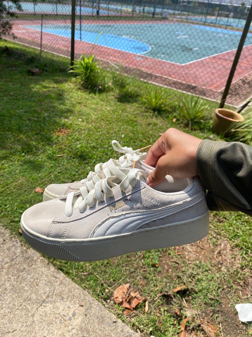 Puma Vikky Platform CV Lace Up Off White Women s Fashion Footwear Sneakers on Carousell