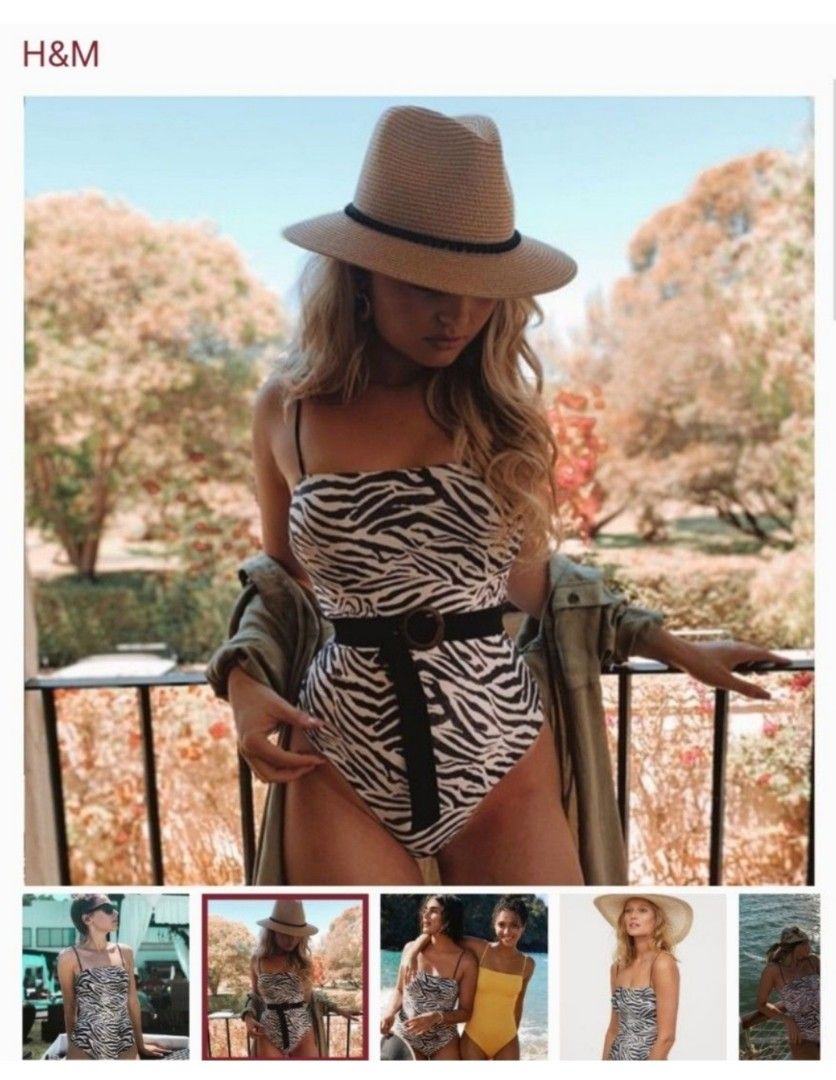 (S) H&M Animal Print One Piece Swimsuit / Swimwear (Category: Bikinis & Swimsuits) located in Cainta. Submitted by sunnyfloshop (Listing ID 1328437586, Image 2). Description: No flaw ✨ 🍃US4 on tag (Small) 🍃Square neck 🍃Adjustable straps 🍃Animal print 🍃Lined 🍃Can be worn as bodysuit.