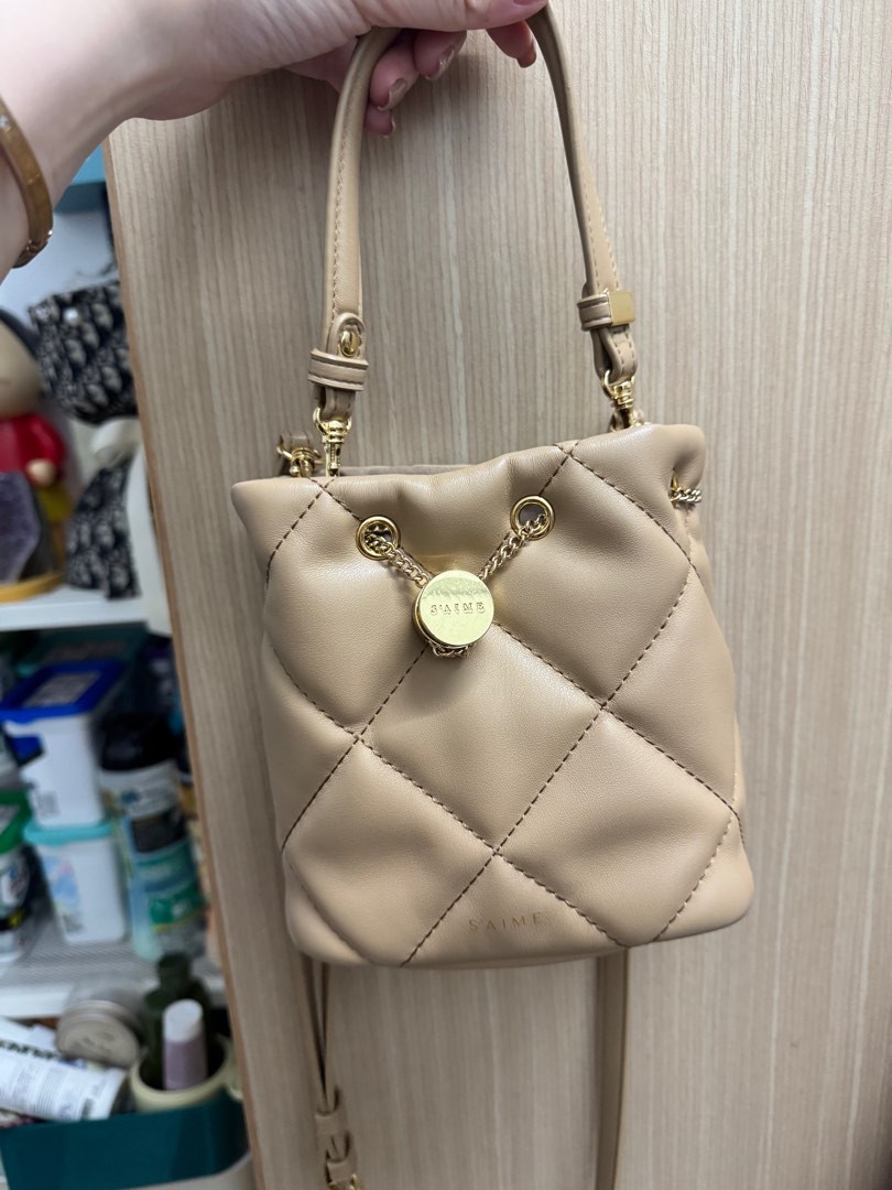 ★S'AIME 菱格絎縫束口小水桶包 バケツ バスケットバック/送料込 saime__1727802958_4cd2b872.jpg