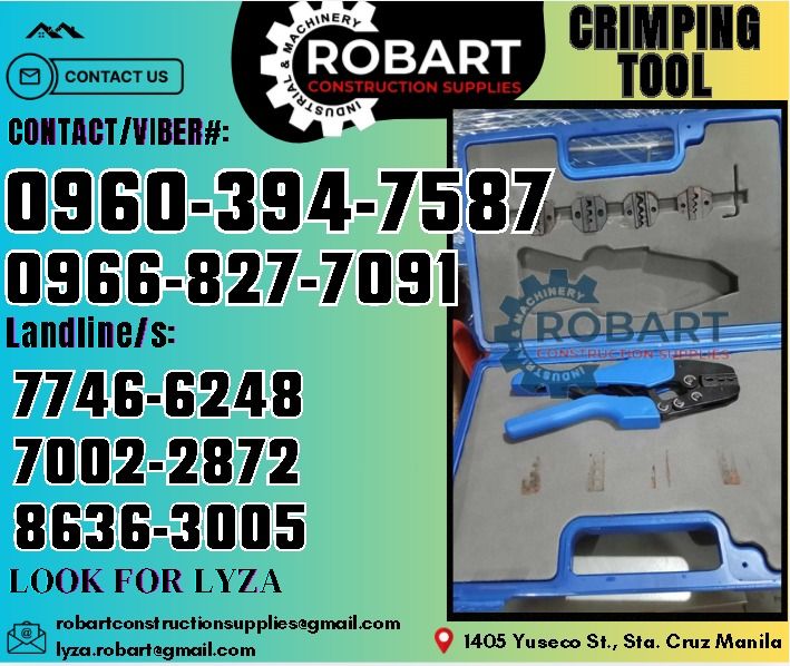 "Showa" Ratchet Crimping Tool (Category: Construction Tools & Equipment) located in Manila. Submitted by lyzarobart11 (Listing ID 1328428886, Image 1). Description: "Showa" Ratchet Crimping Tool TO3C-5D 𝑹𝑶𝑩𝑨𝑹𝑻 𝑪𝑶𝑵𝑺𝑻𝑹𝑼𝑪𝑻𝑰𝑶𝑵 𝑺𝑼𝑷𝑷𝑳𝑰𝑬𝑺 𝒪𝒻𝒻𝒾𝒸𝑒 𝒜𝒹𝒹𝓇𝑒𝓈𝓈: 𝟣𝟦𝟢𝟧 𝒴𝓊𝓈𝑒𝒸𝑜 𝒮𝓉. 𝒮𝓉𝒶 𝒞𝓇𝓊𝓏 𝑀𝒶𝓃𝒾𝓁𝒶 ꜱᴇɴᴅ ᴜꜱ ᴍᴇꜱꜱᴀɢᴇ ꜰᴏʀ ɪɴQᴜɪʀɪᴇꜱ ‼️ ‼️ ɢʟᴏʙᴇ: (0966-827-7091) ꜱᴍʀᴛ - (0960-394-7587) ᴠɪʙʀ - (0960-394-7587) ʟ