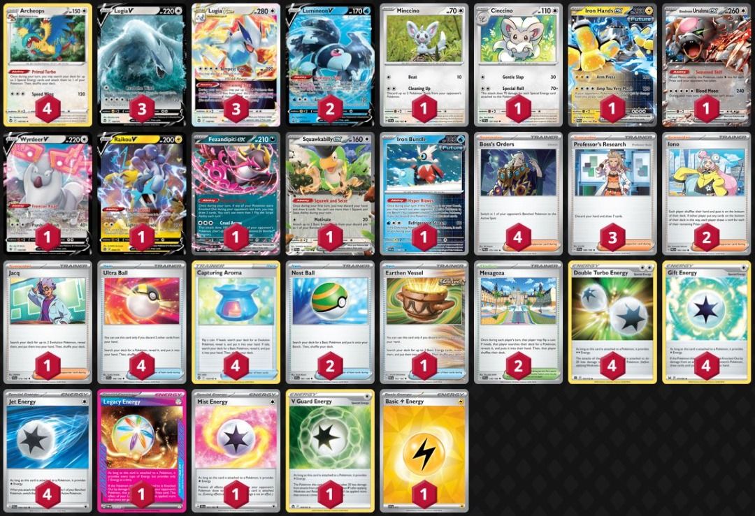 Pokemon TCG Colorless Lugia VSTAR Archeops Deck with Iron Hands ex ...