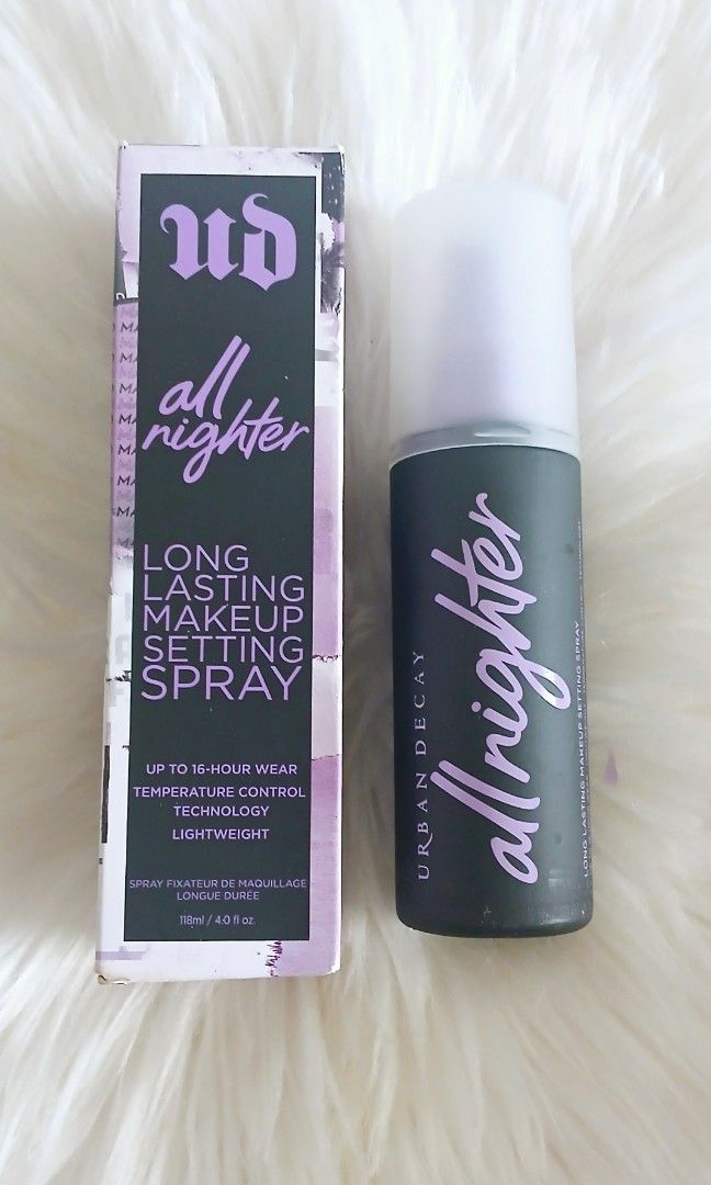 PER PIECE-UD ALL NIGHTER LONG LASTING SPRAY (Category: Makeup) located in San Juan City. Submitted by cashfrancefashioncosmetics_ph (Listing ID 1328450081, Image 1). Description: ‼️UD ALL NIGHTER LONG LASTING MAKEUP SETTING SPRAY 118 ml 2550 EACH 8 Slots 240ml 3150 EACH 1 Slot.