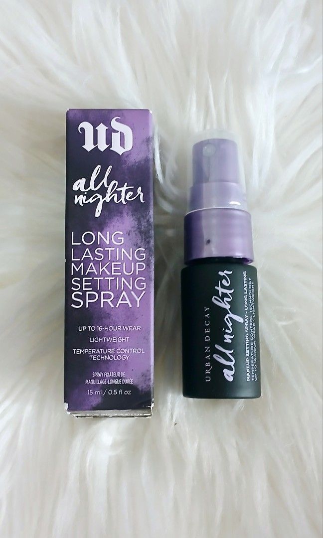 UD ALL NIGHTER LIGHT WEIGHT SETTING SPRAY (Category: Makeup) located in San Juan City. Submitted by cashfrancefashioncosmetics_ph (Listing ID 1328499101, Image 1). Description: UD MAKEUP SETTING SPRAY 15ml. 3 Slots With box.