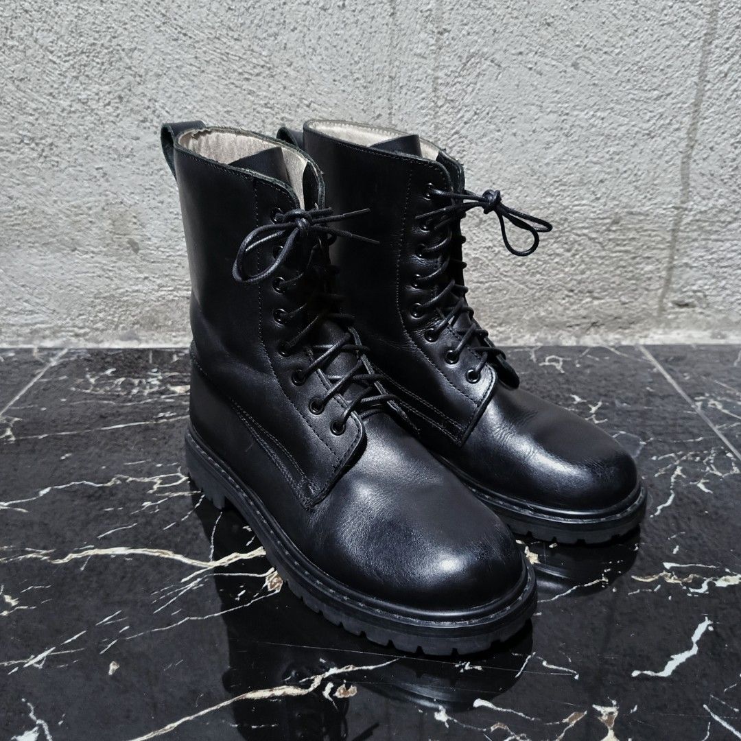 Vintage black leather boots store