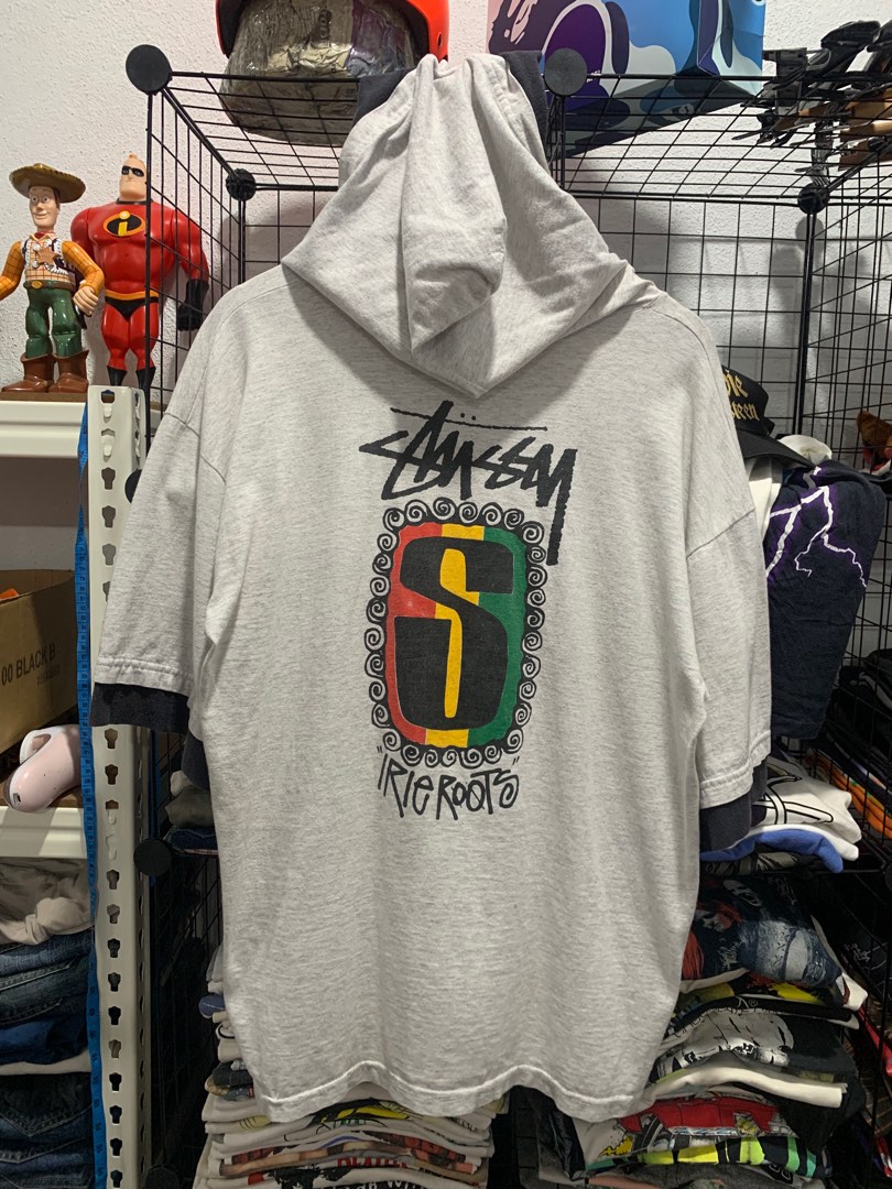 Vintage Stussy Irie Roots Rasta Hoodie, Men's Fashion, Tops & Sets