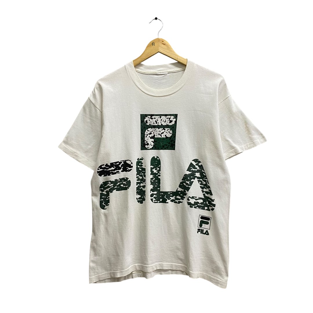 Vtg Fila Camo Logo Tshirt Size L