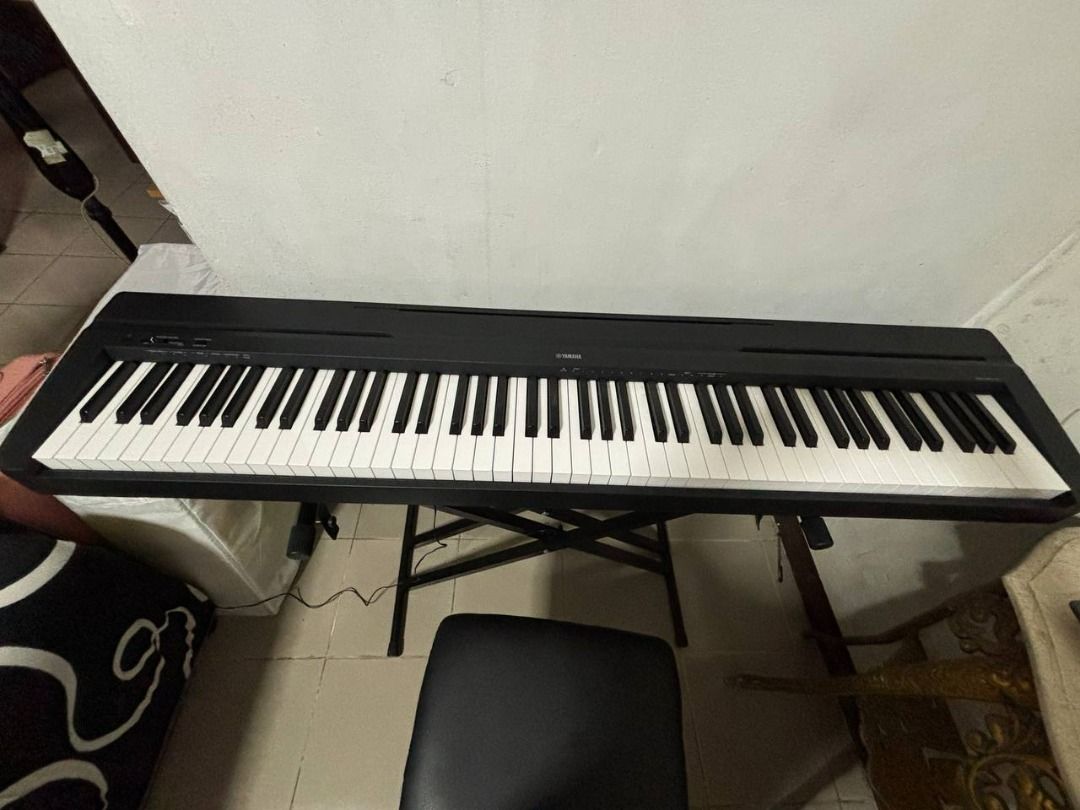 Yamaha P-45 Digital Piano (Category: Musical Instruments) located in Makati City. Submitted by andre_esque (Listing ID 1328549367, Image 1). Description: Like New Yamaha P-45 Digital Piano Comes complete: - Keyboard - Stand - Stool - Sustain pedal - Score stand - Power cord Used for 2 months only..