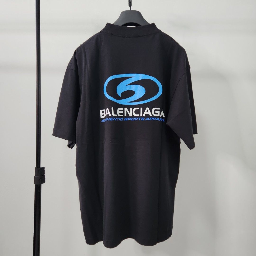 Unisex Balenci Surfer Vintage Cracked Logo Tee Distressed