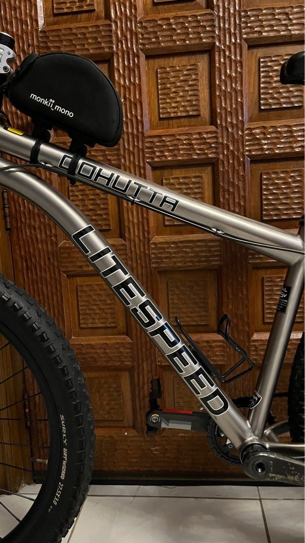 2014 LITESPEED COHUTTA Titanium 27.5 (650b) (Category: Bicycles) located in Paranaque City. Submitted by gdiviso (Listing ID 1330011200, Image 2). Description: 2014 LITESPEED COHUTTA Titanium 27.5 (650b) Chris King headset Forza carbon fork i9 Enduro wheelset 650b Litespeed Ti seatpost with Adamo saddle Quadlock phone holder Cateye Strada Wireless Monkii Mono frame bag Spurcycle bell Hope stem silver Jones Bend Bar 710mm with ESI grips Sram XX1 c