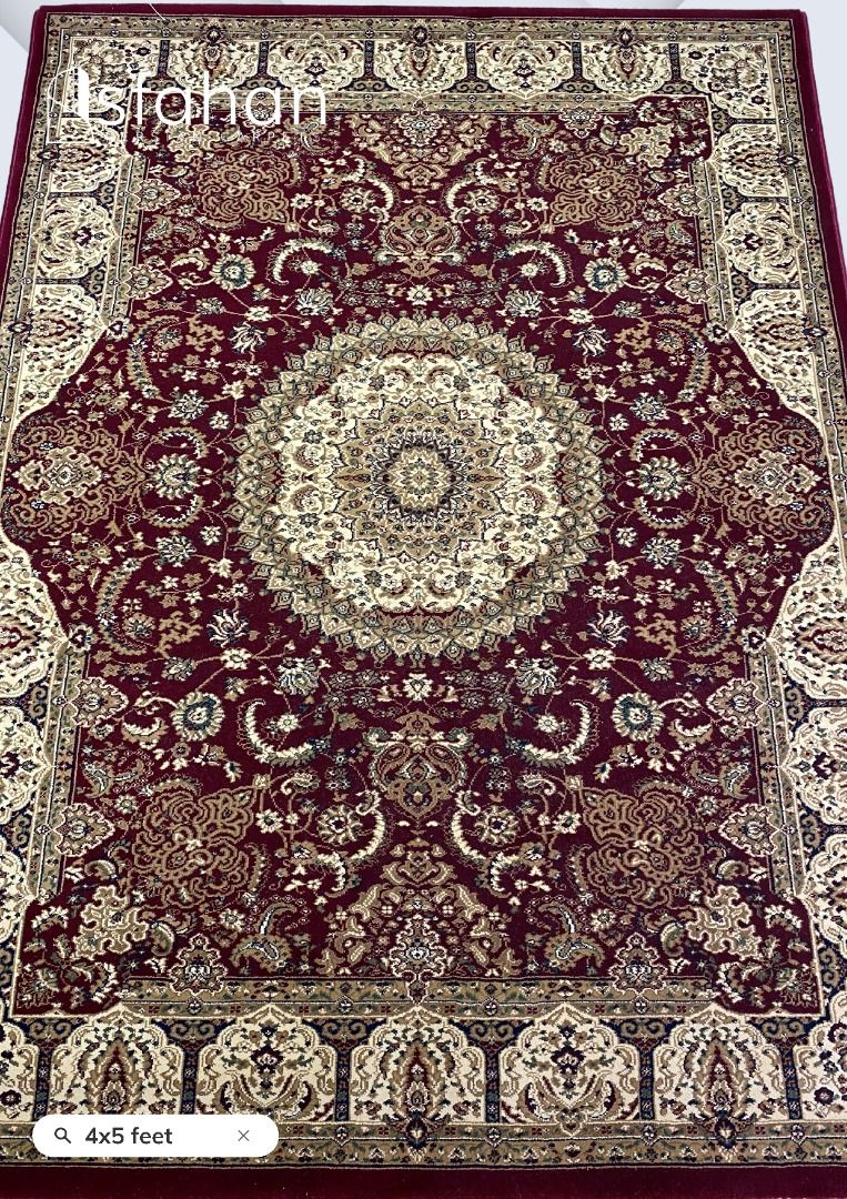 4x5feet Machine-Made Persian Carpets (Category: Carpets, Mats & Flooring) located in Pasig City. Submitted by isfahan999 (Listing ID 1330087741, Image 3). Description: Quality: Machine-made (Persian) Material: Nylon, Polyester (Synthetic Fibers), and Acrylic Fibers Size: 4x5 feet Machine-made Persian carpets offer a blend of traditional Persian design and modern manufacturing techniques. These carpets are crafted using power looms, which weave th