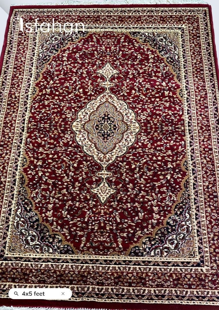 4x5feet Machine-Made Persian Carpets (Category: Carpets, Mats & Flooring) located in Pasig City. Submitted by isfahan999 (Listing ID 1330087741, Image 1). Description: Quality: Machine-made (Persian) Material: Nylon, Polyester (Synthetic Fibers), and Acrylic Fibers Size: 4x5 feet Machine-made Persian carpets offer a blend of traditional Persian design and modern manufacturing techniques. These carpets are crafted using power looms, which weave th