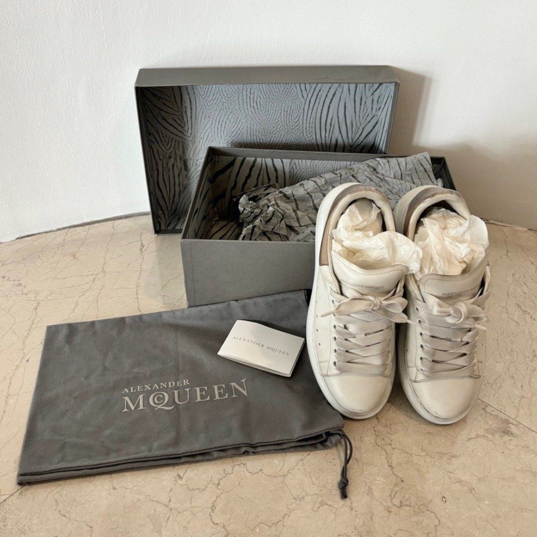 Alexander mcqueen metallic trim leather sneakers sale