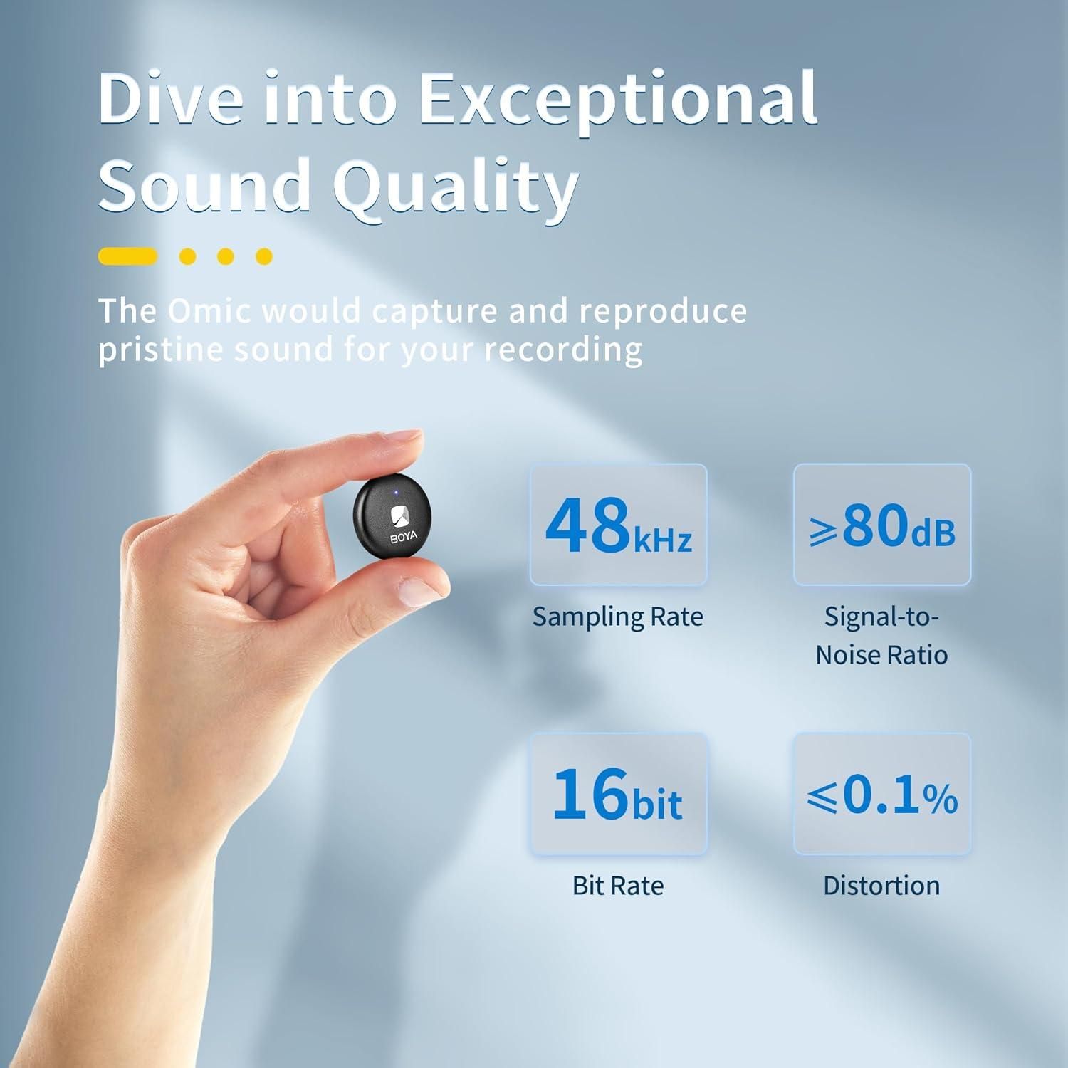 Boya OMIC-U Lavalier Microphone Wireless USB C, Mini Microphone Mobile Phone Android iPhone 15 iPad Vlog Podcast, Plug Play Wireless Lapel Microphone (Omic-U-B (USB-C))63235537327107111