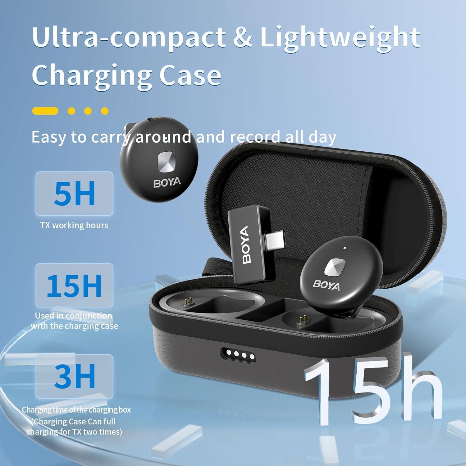 Boya OMIC-U Lavalier Microphone Wireless USB C, Mini Microphone Mobile Phone Android iPhone 15 iPad Vlog Podcast, Plug Play Wireless Lapel Microphone (Omic-U-B (USB-C))63235537327107114