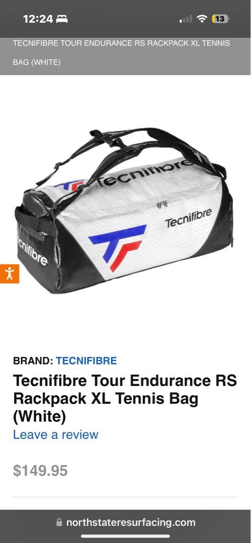 BRAND TECNIFIBRE Tecnifibre Tour Endurance RS Rackpack XL Tennis Bag White Sports Equipment Sports Games Racket Ball Sports on Carousell