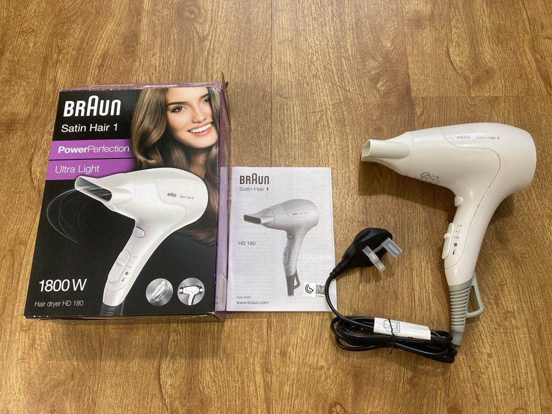 BRAUN Satin Hair 1 Hair dryer HD 180 Satin Hair 1 PowerPerfection dryer HD180 with styling nozzle Beauty Personal Care Hair on Carousell