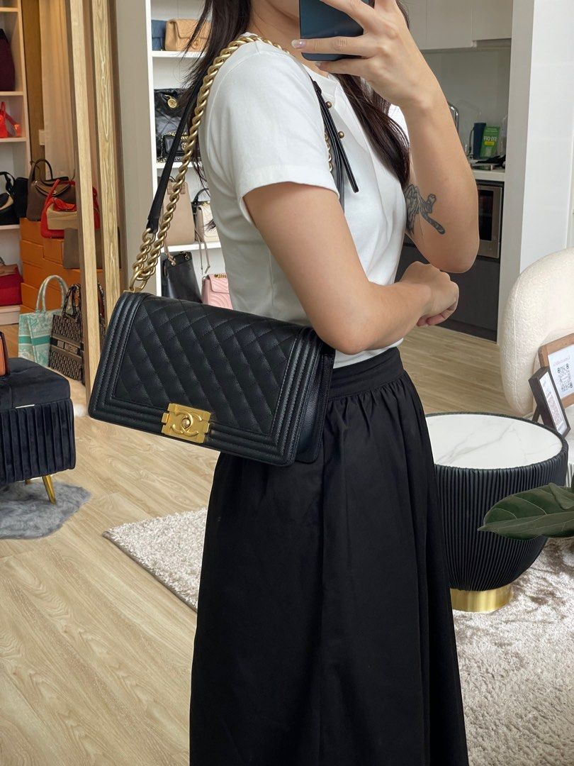 Chanel Handbag Chanel Le Boy Outfit Chanel Boy Old Medium Black