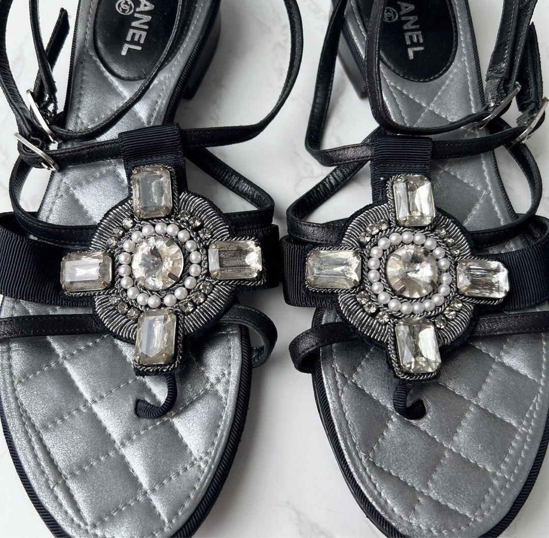 Chanel rhinestone sandals shop