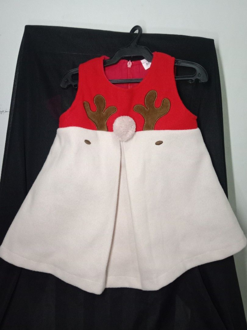 Christmas outfit reindeer (Category: Babies & Kids Fashion) located in Bacoor. Submitted by knotdys (Listing ID 1330047196, Image 2). Description: Preloved christmas outfit includes dress, shoes and headband size 80 on tag, fits 12-18 months.