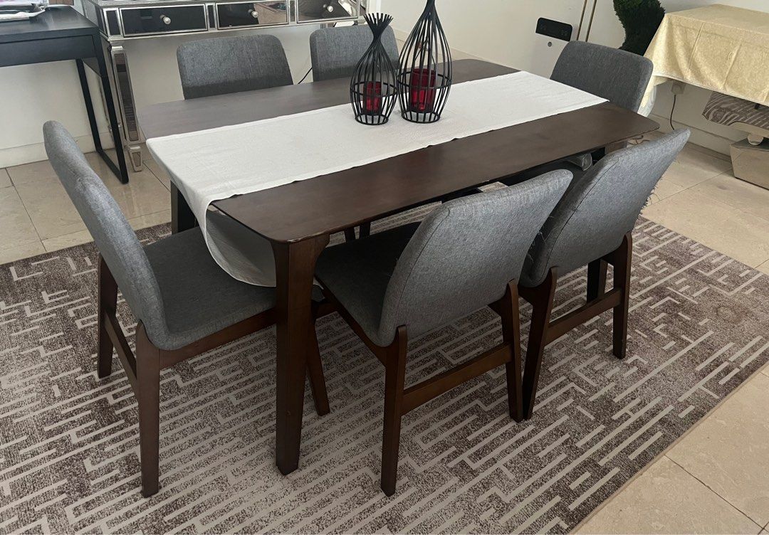 Dining Set (Category: Tables & Sets) located in Kuala Lumpur. Submitted by designer_revival87 (Listing ID 1330048346, Image 2). Description: Dining table for 6 pax for sale RM350 only Willing to negotiate There are signs of threads coming out. Fast sale, as I will be migrating. .