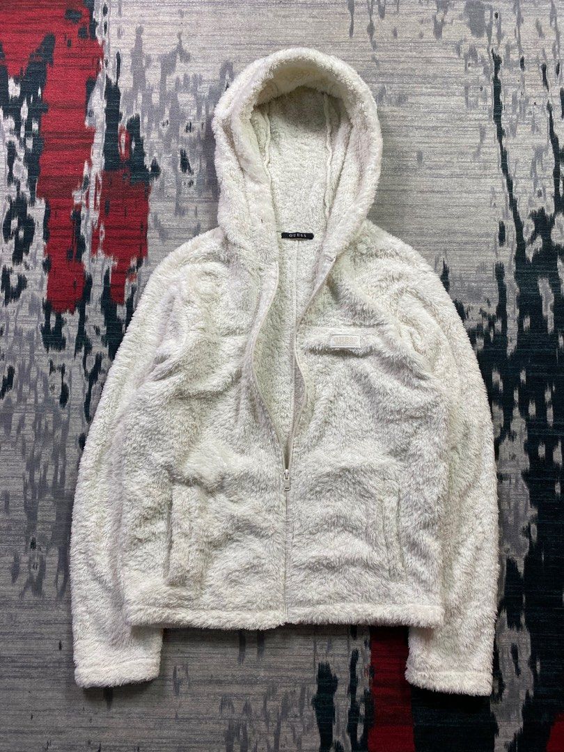 Guess Fluffy Sherpa Fleece Zipper Hoodie