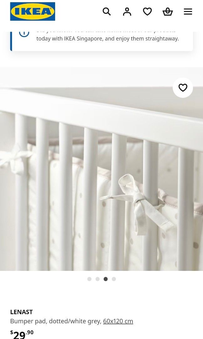 Ikea Lenast Cot Crib Bumper Protection Set Babies Kids Baby Nursery Kids Furniture Cots Cribs on Carousell