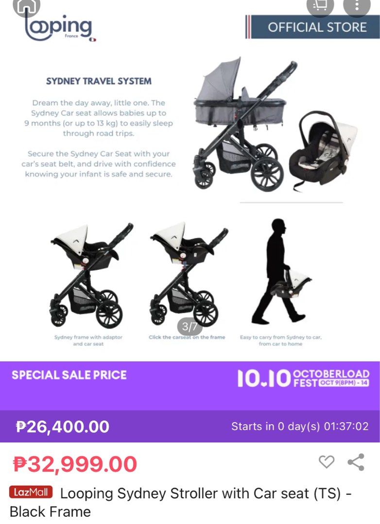 Looping Sydney Stroller and Carseat (Category: Strollers) located in Manila. Submitted by avalanchesonlineshopmainacount (Listing ID 1330055763, Image 2). Description: .
