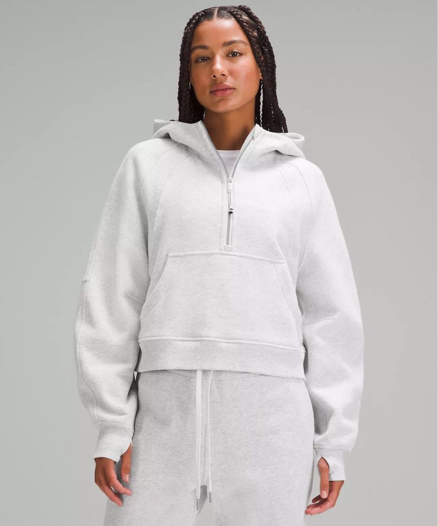 Lululemon Scuba Oversized Half Zip Hoodie in Heathered Core Ultra Light Grey Women s Fashion Activewear on Carousell