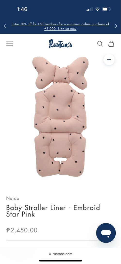 Nuida Baby Stroller Liner (Category: Strollers) located in Bacoor. Submitted by sofiavizcarra (Listing ID 1330045140, Image 1). Description: It is compatible with different kinds of strollers, a number of car seats, high chairs, and bouncers, so it is perfect to use at home or when traveling. It is also made from cotton and 3D air mesh to support better air circulation, especially during summer. Bought from Rustan’s Alabang.