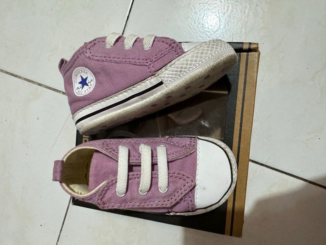 Original Converse Baby Toddler First Star Hi Crib Shoes 851673C Ctas Easy Slip Powder Purple Babies Kids Babies Kids Fashion on Carousell
